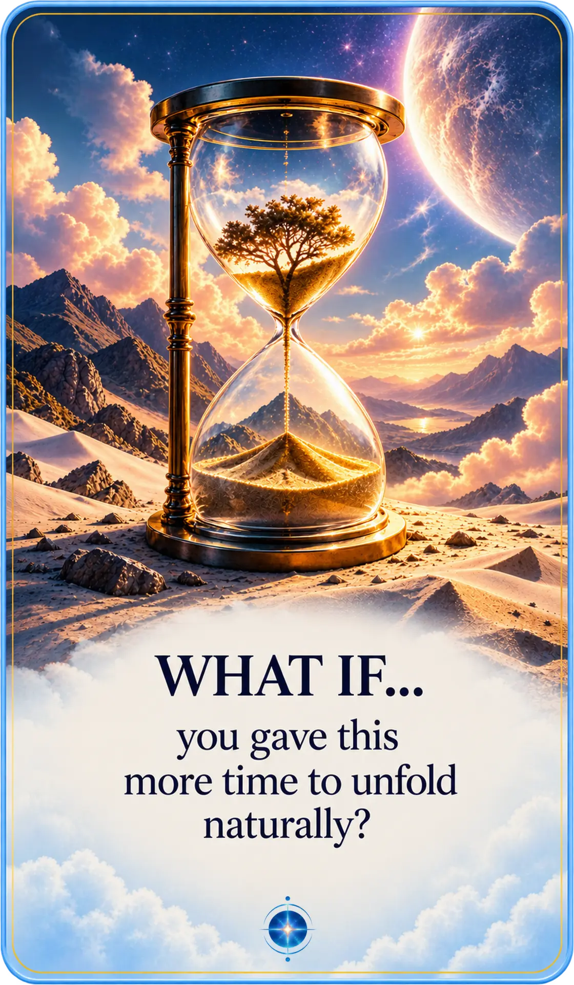 Hourglass printed card: What if you gave this more time to unfold naturally?